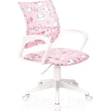 Кресло детское Бюрократ Burokids 1W / 1687095 (розовый единороги/пластик белый)