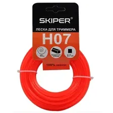 Skiper H07 Леска для триммера (ф 2.7 мм х 15 м квадратн. сеч., оранж.)