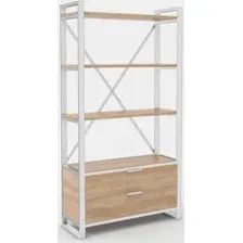 Стеллаж Hype Mebel Стандарт Люкс 80x170 (белый/дуб галифакс натуральный)