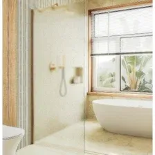 Душевая стенка MaybahGlass 89x195 MGD-690-3ш (сатин стекло/золото)