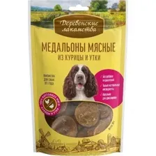 Лакомство для собак Деревенские лакомства Медальоны мясные из курицы и утки (90г)