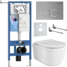 Унитаз подвесной Roxen Vine Tornado в комплекте с инсталляцией StounFix Dual Fresh 6 в 1 979010 (кно