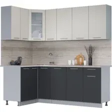 Готовая кухня Интерлиния Мила 12x21 (персидский жемчуг/антрацит/травертин серый)