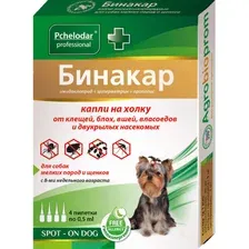 Pchelodar Капли Бинакар от клещей/блох для мелких собак и щенков