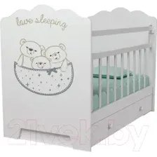 Детская кроватка VDK Love Sleeping маятник-ящик (белый)