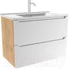 ЗОВ Тумба с умывальником Дион 100 D100LHO0M9003MKV5-OL100 (белый матовый/дуб)