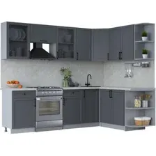 Готовая кухня Интерлиния Тренд 1.7x2.6 правая (пепел/пепел/опал светлый)