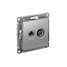 ATLASDESIGN РОЗЕТКА двойная ТВ + компьютерная RJ45 кат. 5e, механизм, АЛЮМИНИЙ
