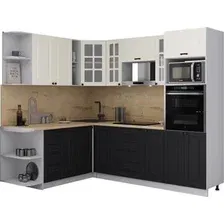Готовая кухня Интерлиния Мила Деко 1.88x2.4 LV (черный/белый/дуб бунратти)