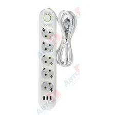 QUMO Q51552 Сетевой фильтр Power Bar Light SPFS, 5 розеток, 2500 Вт, 10A, кабель 2м 30,75 мм) белый