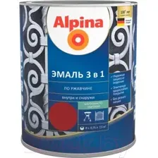 Эмаль Alpina По ржавчине 3 в 1 RAL7040 (750мл, шелковисто-матовый серый)