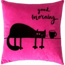Подушка декоративная MATEX Meow. Good Morning / 28-192 (фуксия/чернильный)