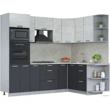 Готовая кухня Интерлиния Мила Лайт 1.68x2.4 правая (бетон лайт/антрацит/опал светлый)