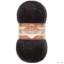 Пряжа "Angora Gold Simli №60" (100 г; 500 м; чёрный)