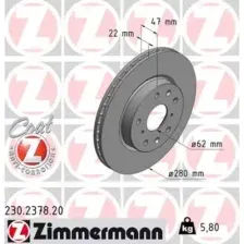 Тормозной диск ZIMMERMANN 230.2378.20 вентилируемый , передняя ось