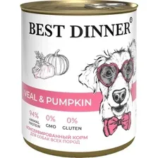 Консервированный корм для собак Best Dinner Для щенков и взрослых собак Телятина с тыквой (850 г)