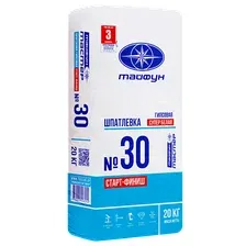 Шпатлевка гипсовая Тайфун Мастер №30 старт-финиш белая 20 кг.