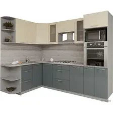 Готовая кухня Интерлиния Мила Gloss 1.68x2.8 левая (ваниль-асфальт)