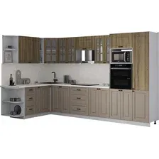 Готовая кухня Интерлиния Мила Деко 1.88x3.4 LV (дуб вотан/луна/опал светлый)