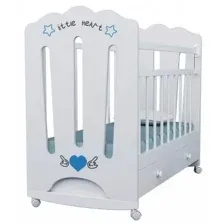 Классическая детская кроватка VDK Little Heart маятник с ящиком (белый)