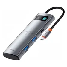 Док-станция BASEUS Metal Gleam Series 7-in-1 Multifunctional Type-C Gray 