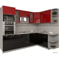 Готовая кухня Интерлиния Мила Gloss 1.68x2.8 правая (красный-черный)