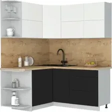 Кухонный модуль Интерлиния Мила Матте 1.5x1.7 А (белый/черный/дуб бунратти)