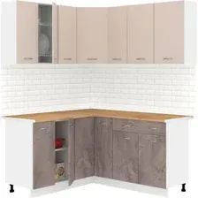 Готовая кухня Кортекс-мебель Корнелия Лира 1.5x2.0 (капучино/оникс/дуб бунратти)