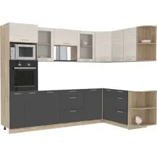 Готовая кухня Интерлиния Мила 1.68x2.8 правая без столешницы (вудлайн кремовый/антрацит)