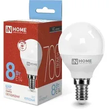 Лампа INhome LED-Шар-VC 8Вт 230В Е14 6500К 760Лм / 4690612024882