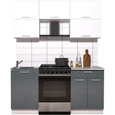 Готовая кухня Интерлиния Мила Gloss 60-17 (белый/асфальт глянец)