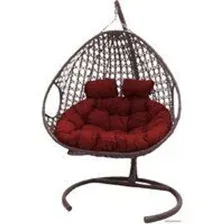 Подвесное кресло M-Group Для двоих Люкс 11510206 (коричневый ротанг/красная подушка)