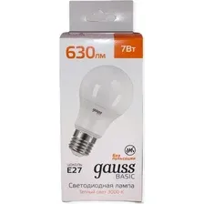Светодиодная лампочка Gauss Elementary Basic E27 7W 3000K A60 10202172