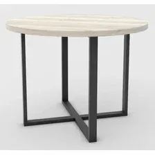 Кухонный стол Hype Mebel Раунд раздвижной 100x100 (черный/древесина белая)