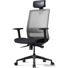 Офисное кресло Bestuhl S30 Black Pl с подголовником и подлокотником (черная сетка/серая ткань)