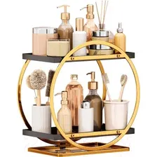 Домашний органайзер для косметики Happy Home HH-032B (черный/золотой)