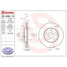 Тормозной диск BREMBO 09.A284.10 вентилируемый , передняя ось