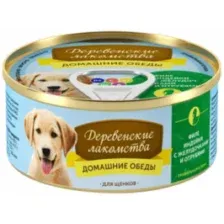 Консервированный корм для собак Деревенские лакомства Филе индейки с желудочками и отрубями 100 г