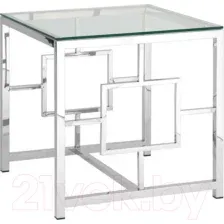 Журнальный столик Stool Group Бруклин 55x55 EET-013 (прозрачное стекло/сталь серебристый)