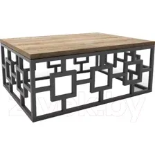 Журнальный столик Hype Mebel Лок 75x100 (черный/дуб галифакс натуральный)