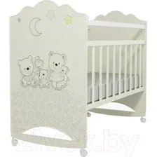 Детская кроватка VDK Unica Happy Family Fornello колесо-качалка (ламинированное дсп, Milky)