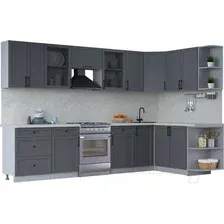 Готовая кухня Интерлиния Тренд 1.7x3.2 правая (пепел/пепел/опал светлый)