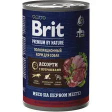 Консервированный корм для собак Brit Premium by Nature мясное ассорти и потрошка 410 г