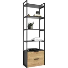 Стеллаж Crafto Квентин Мини Лофт 08 60x32x190 (графит/дуб)