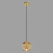 Подвесная люстра Belfast Pansy 6214-1 BR CA (латунь/стекло/янтарный)