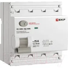 Дифференциальный автомат EKF PROxima ВД-100N 4п 25А 30мА AC 6кА / E1046M2530