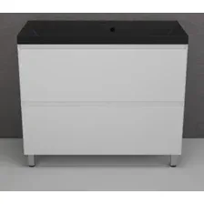 Symbolite Тумба под умывальник Манхэттен 100 Plus 2 ящика + Line 100x48 (белый матовый/антрацит)