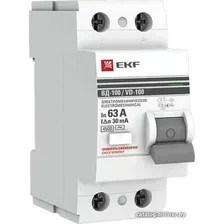 Устройство защитного отключения EKF PROxima ВД-100 2P 63А 30мА elcb-2-63-30-em-pro