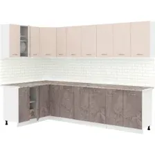 Готовая кухня Кортекс-мебель Корнелия Лира 1.5x2.9 (капучино/оникс/марсель)