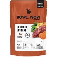 Пресервы Bowl Wow Пауч желе с ягненком и шпинатом sensitive (12x85 г)
